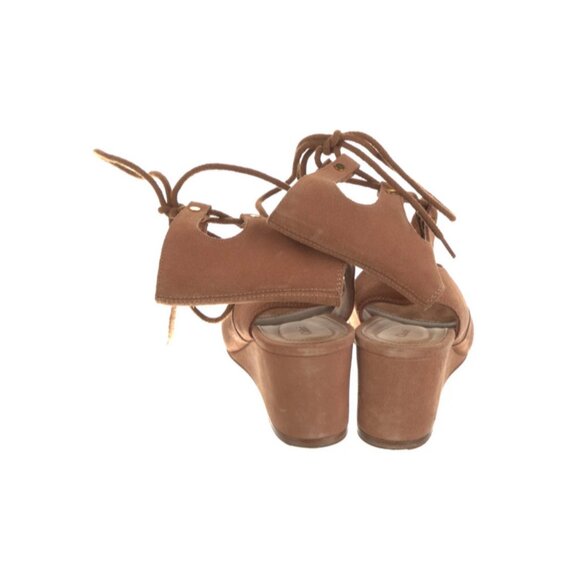 🐪 Chloé Camel Suede Gladiator Sandals | Lace-Up Greek Chic Low Heel - Picture 5 of 13